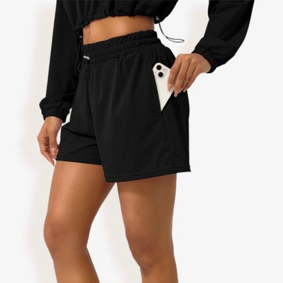 Anna-Kaci Active Women's High-Waist Drawstring Athletic Shorts with Side Pockets