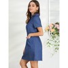 Allegra K Women's Turndown Collar Chambray Solid A-Line Shirt Denim Dress with Pockets - image 4 of 4