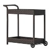Savona Wicker Outdoor Serving Cart - Brown - Christopher Knight Home: Mobile Patio Storage, UV & Weather-Resistant - 3 of 4