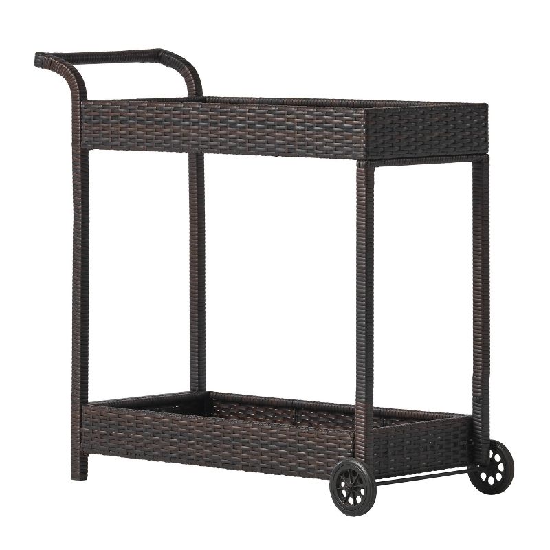 Savona Wicker Outdoor Serving Cart - Brown - Christopher Knight Home, 4 of 11