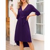 WhizMax Women's Maternity Dress Wrap V Neck 3/4 Sleeve Dress Casual Hi-Low Midi Nursing Breastfeeding Dress with Belted - 4 of 4