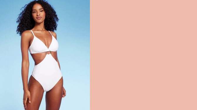 Women's Ring-Front Monokini One Piece Swimsuit - Shade & Shore™ White, 2 of 7, play video