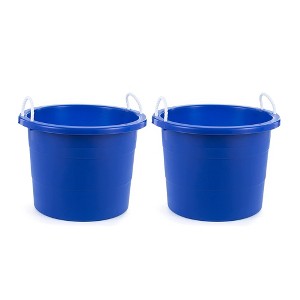United Solutions 19 Gallon Large Durable Plastic Utility Tub with Strong Rope Handles for Indoor or Outdoor Home Organization, Blue, 2 Pack - 1 of 4