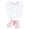 Hudson Baby Infant Girl Cotton Bib and Sock Set, Pink Cloud, One Size - 4 of 4