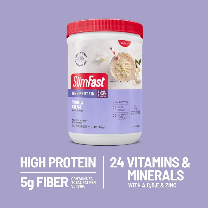 SlimFast Advanced Nutrition High Protein Smoothie Mix - Vanilla Cream - 11.01oz, 3 of 8