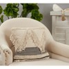 Saro Lifestyle Woven Fringe Pillow - Down Filled, 18" Square, Natural - 3 of 3
