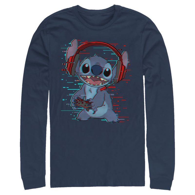 Men's Lilo & Stitch Red and Blue Gamer Long Sleeve Shirt, 1 of 5