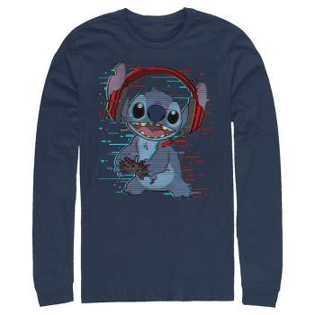 Men's Lilo & Stitch Red and Blue Gamer Long Sleeve Shirt