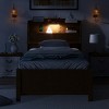 1pc Wood Platform Bed with LED Storage Headboard and Trundle with Drawers - Baofuwish - 3 of 4