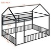 Twin/Full Size Metal Platform Bed House Bed Frame with Fence and Shelves, White/Black/Pink-ModernLuxe - 3 of 4