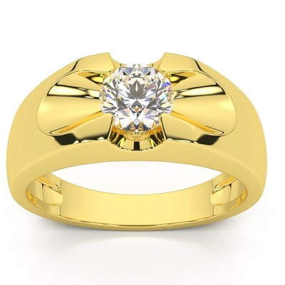 Pompeii3 1/2ct Solitaire Mens Diamond Wedding Ring 14k Yellow Gold ...