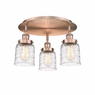 Bell - 3 Light Flush Mount In Art Deco Style-9.25 Inches Tall and 16.75 Inches Wide