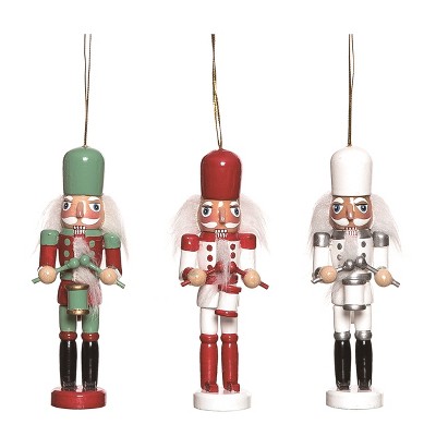 Transpac Wood Retro Color Nutcracker Ornament Set of 3 Christmas Home Decorations