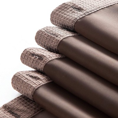 Brown Waffle Weave Shower Curtain with Detachable Liner