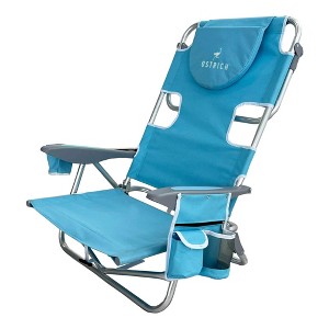 Deltess Ostrich Deluxe On Your Back Aluminum Chair and Cooler Bag, Carry Straps, Umbrella Carry System, Cup Holder, and 275 Pound Capacity, Light Blue - 1 of 4
