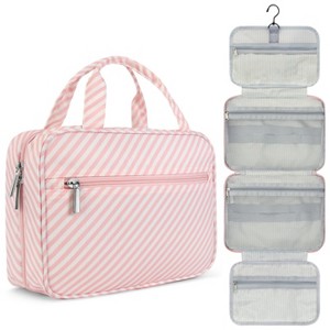 PAVILIA Hanging Toiletry Bag Travel Women Men, Foldable Cosmetic Organizer, Water Resistant Makeup Accessories Essentials Kit - 1 of 4