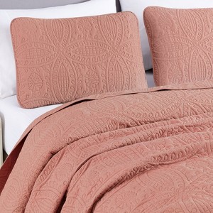 FIONECA Oversized 3 Piece Quilted Bedspread Set Includes Bedspread Matching Shams For Versatile Bedroom Styling - 1 of 4