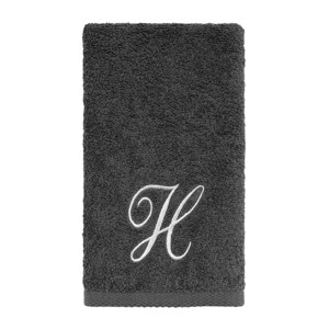 Avanti  Granite with Silver Script Monogram Bath Towel Letter   H - 1 of 3