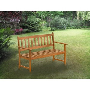 East West Furniture Belmont BBTB0NA Bench without Cushion Made of Acacia Wood in Natural Oil finish - 1 of 4