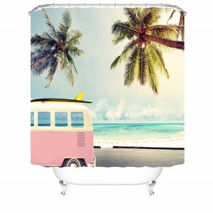 Pink Car Shower Curtains for Bathroom Waterproof Fabric Bath Curtain Durable Soft Stylish Bathroom Decor 72x72 Inch - 1 of 1