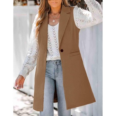 Ladies' Sleeveless Coat Fashion Jacket Lapel Wool Look Overcoat Vest