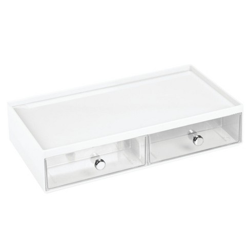 Mdesign Wide Plastic Glasses Storage Organizer Box, 2 Drawers : Target