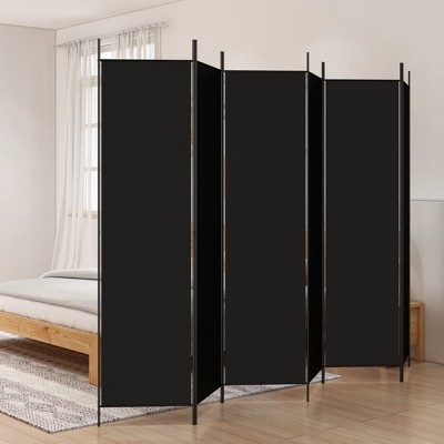 vidaXL Modern Room Divider with 6 Panels, 118.1"x78.7", Easy Assembly, Polyester Fabric and Iron Material, Foldable, Multi-purpose - Black