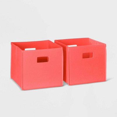 RiverRidge Kids' 2pc Fabric Collapsible Storage Cube Organizers with Handles for Playroom Organization