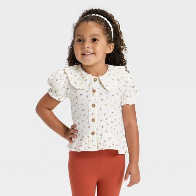Toddler Girls' Peplum Collar Woven Top - Cat & Jack™