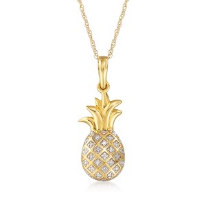 Ross-Simons 14kt Yellow Gold Pineapple Pendant Necklace With Diamond Accents - 1 of 3