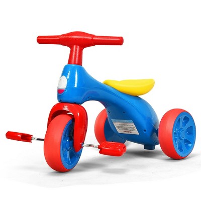 Costway 2 in 1 Toddler Tricycle Balance Bike Scooter Kids Riding Toys w Sound Storage Blue