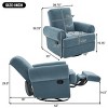 Manual Swivel Rocker Recliner Chair with Adjustable Backrest, Chenille Upholstered Recliner Armchair for Living Room, Bedroom or Nursery-Koiai - 3 of 4