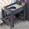Okak Full/Twin Size Wooden Loft Bed with Desk & Multi-storage Shelves,Bunk Bed with LEDs,Charging Station,Multi-Functional Loft Beds for Kids,Teens - 3 of 4