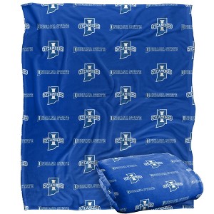 Indiana State University Logo Pattern Silky 50x60 Blanket, 1 Sided - 1 of 4