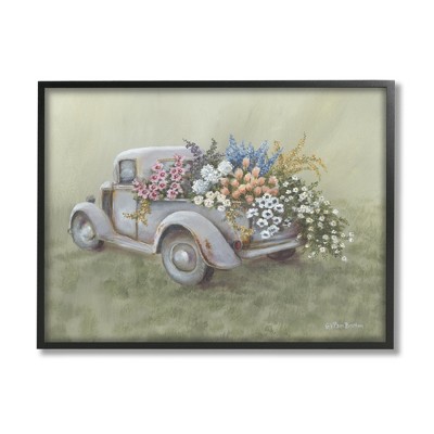 Stupell Industries Farmhouse Flower Buggy Car Framed Giclee : Target