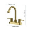 ChicFurnit Bathroom Sink Faucet 2 Handle Centerset Swivel Spout with Copper Pop Up Drain for Modern Bathrooms, Gold, 12"*12"*3.6" - 3 of 4