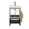 Bathroom Vanity With Ceramic Sink And Hot And Cold Faucet,Freestanding Bathroom Storage Cabinet With 2 Doors And Open Iron Shelf-Maison Boucle - 4 of 4