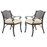 Kinger Home 2-Piece Outdoor Patio Chairs Set for 2,  Cast Aluminum Patio Furniture Chairs with Cushions