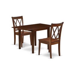 HomeStock 3-Piece Mahogany Finish Solid Wood Top Dining Table Set - 1 of 4