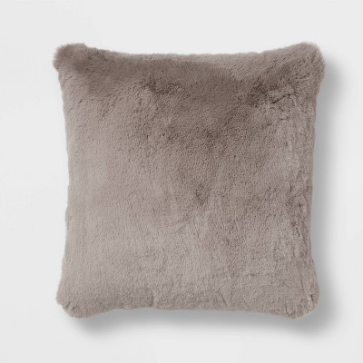 Euro Faux Rabbit Fur Decorative Throw Pillow Light Brown - Threshold™