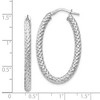 Black Bow Jewelry 3mm Textured Oval Hoop Earrings in Sterling Silver, 35mm (1 3/8 in) - 4 of 4