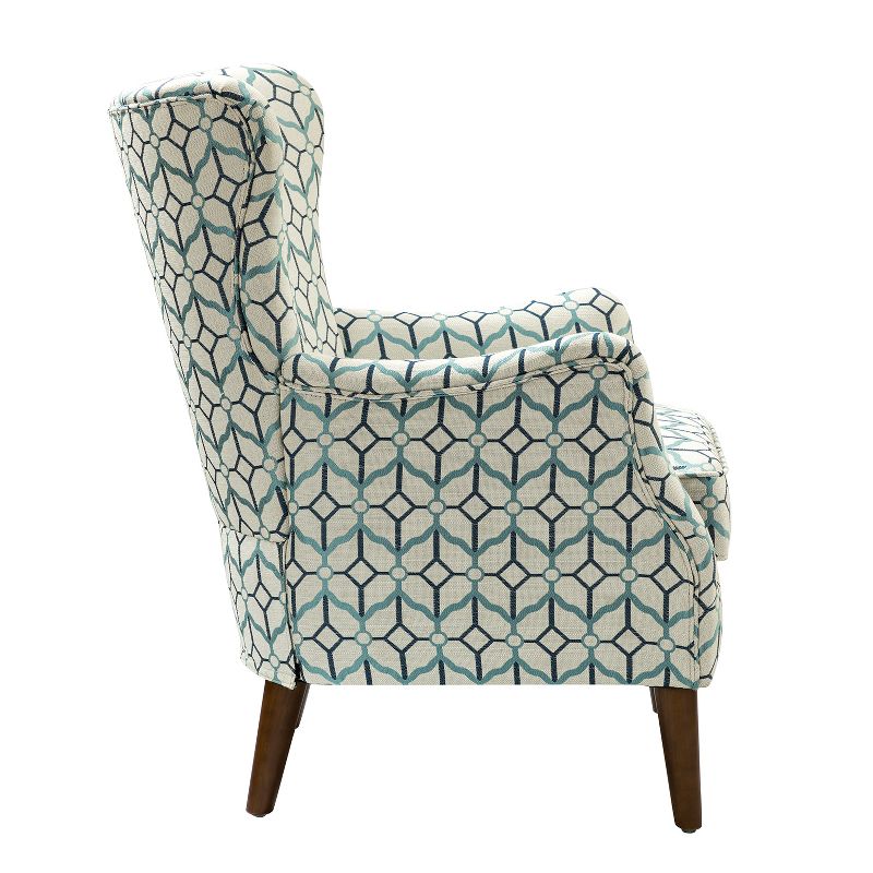 Nikolaus Comfy Living Room Armchair with Floral Fabric Pattern and Wingback | ARTFUL LIVING DESIGN, 3 of 11