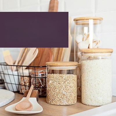 Clear Glass Food Storage Jars with Bamboo Lids, Set of 4