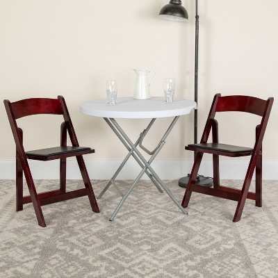 Elegant Mahogany Wood Folding Chair with Vinyl Padded Seat