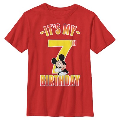 Boy's Mickey & Friends It's My 7th Birthday T-shirt - Red - Large : Target