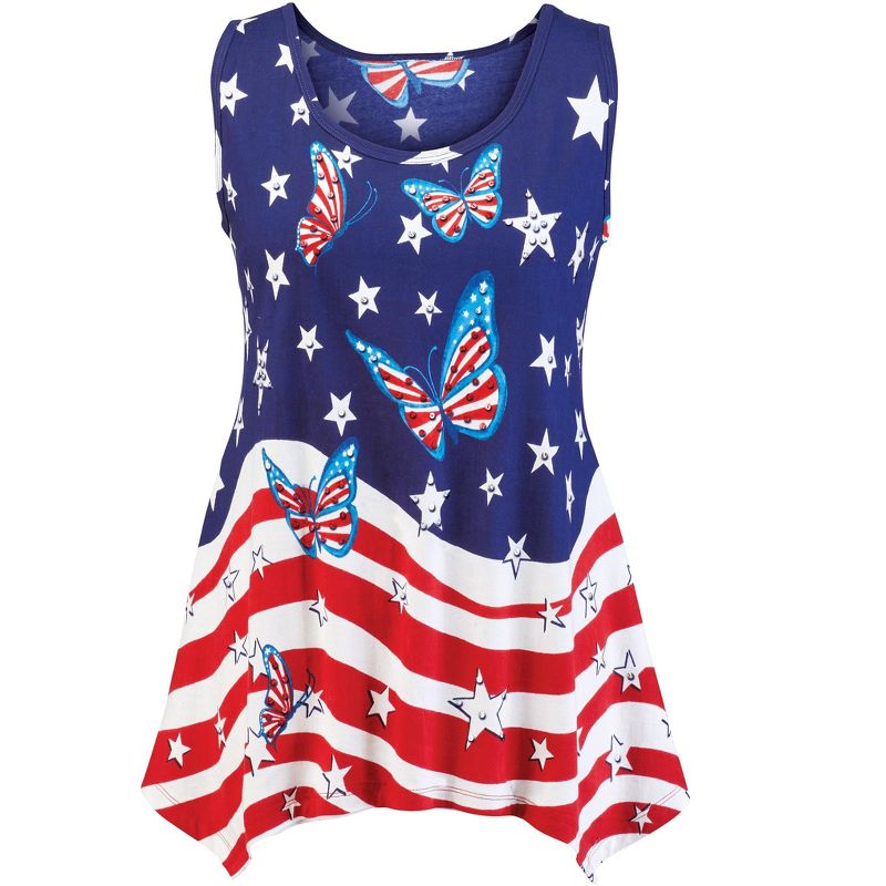 Collections Etc Stars Stripes & Butterflies Tunic, 1 of 5