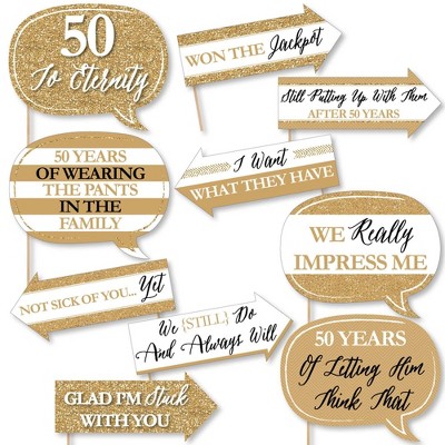 Big Dot of Happiness Funny We Still Do - 50th Wedding Anniversary - Anniversary Party Photo Booth Props Kit - 10 Piece