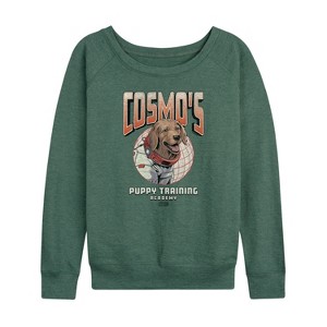 Women's - Marvel - Guardians of the Galaxy Cosmos Puppy Training Lightweight French Terry Wide Neck Long Sleeve Shirt - 1 of 4