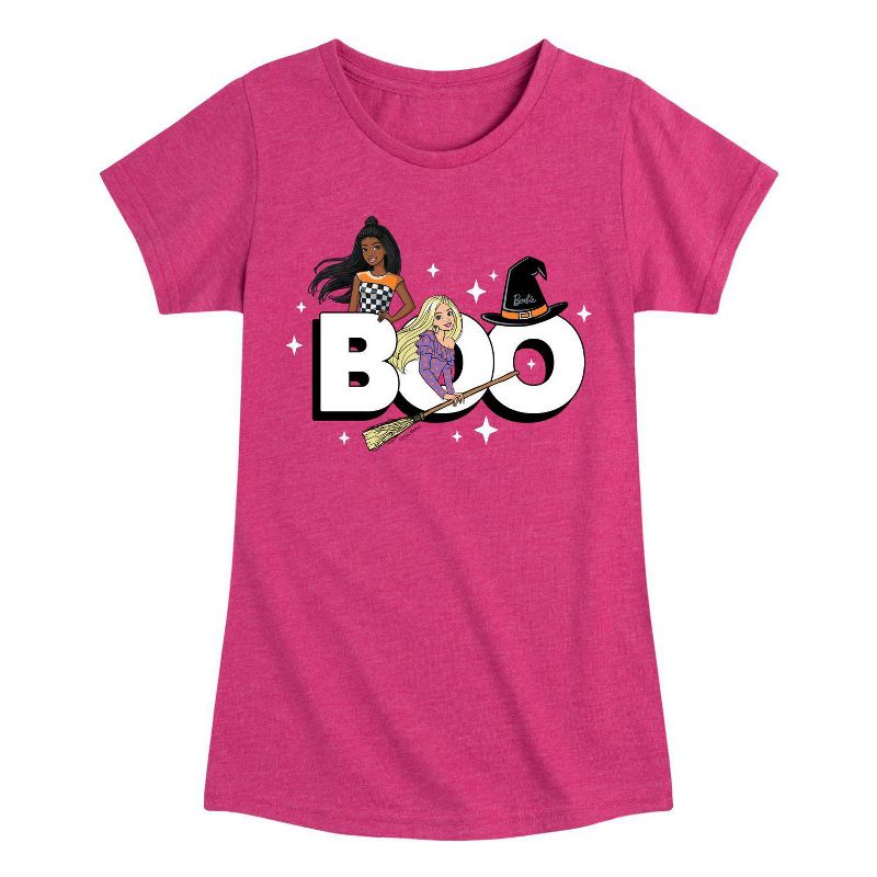 Girls' Barbie Boo Short Sleeve Graphic T-Shirt - Heather Pink, 1 of 2