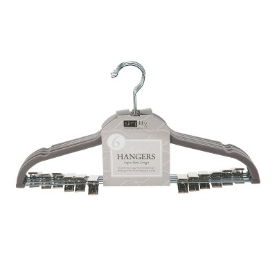 Simplify White Velvet Hangers with Clips (6-pack)